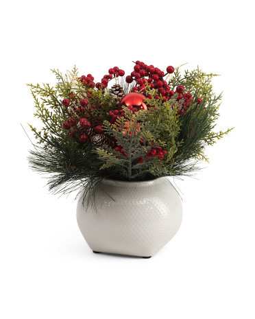 16in Ornament Floral Arrangement In Pot | TJ Maxx