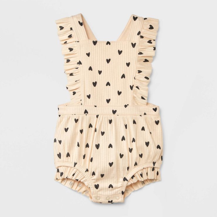 Baby Girls' Heart Ruffle Romper - Cat & Jack™ Light Yellow | Target