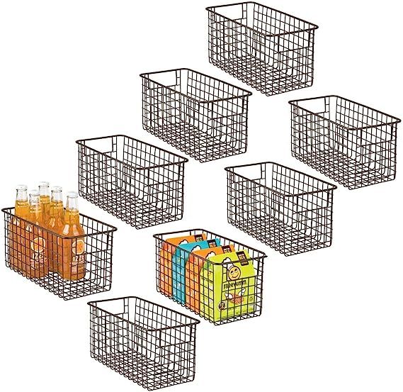 mDesign Metal Wire Food Storage Basket Organizer with Handles for Organizing Kitchen Cabinets, Pa... | Amazon (US)
