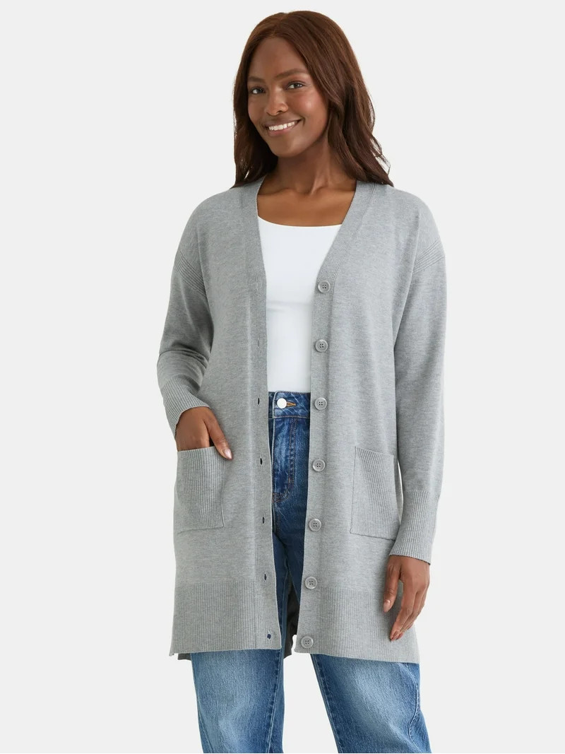 Time and Tru Women’s Button Front Cardigan, Sizes XS-3XL | Walmart (US)