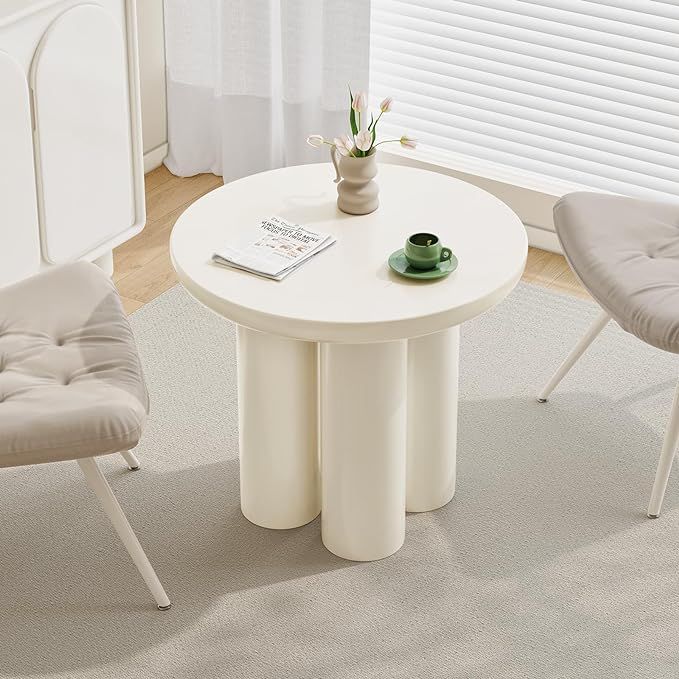 Guyii Cream White Coffee Table, 21.65" Small Drinking Table, Round Side Table, Modern Tea Table w... | Amazon (US)
