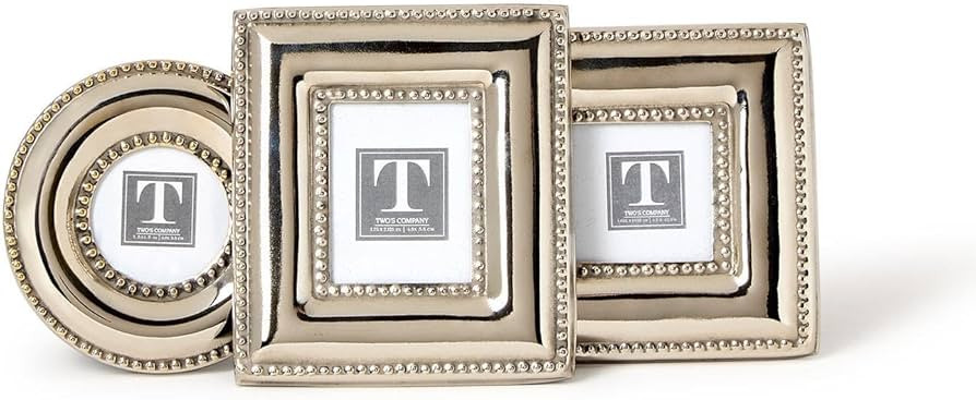 Two's Company Silver Bead Mini Photo Frames, 3.5-Inch, Iron, Set of 3 | Amazon (US)