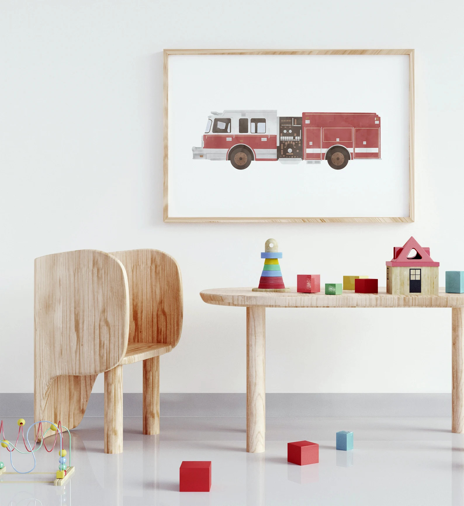 Firetruck Print, Fire Engine Poster, Printable Emergency Vehicle Wall Art, Boys Room Decor, Nurse... | Etsy (US)