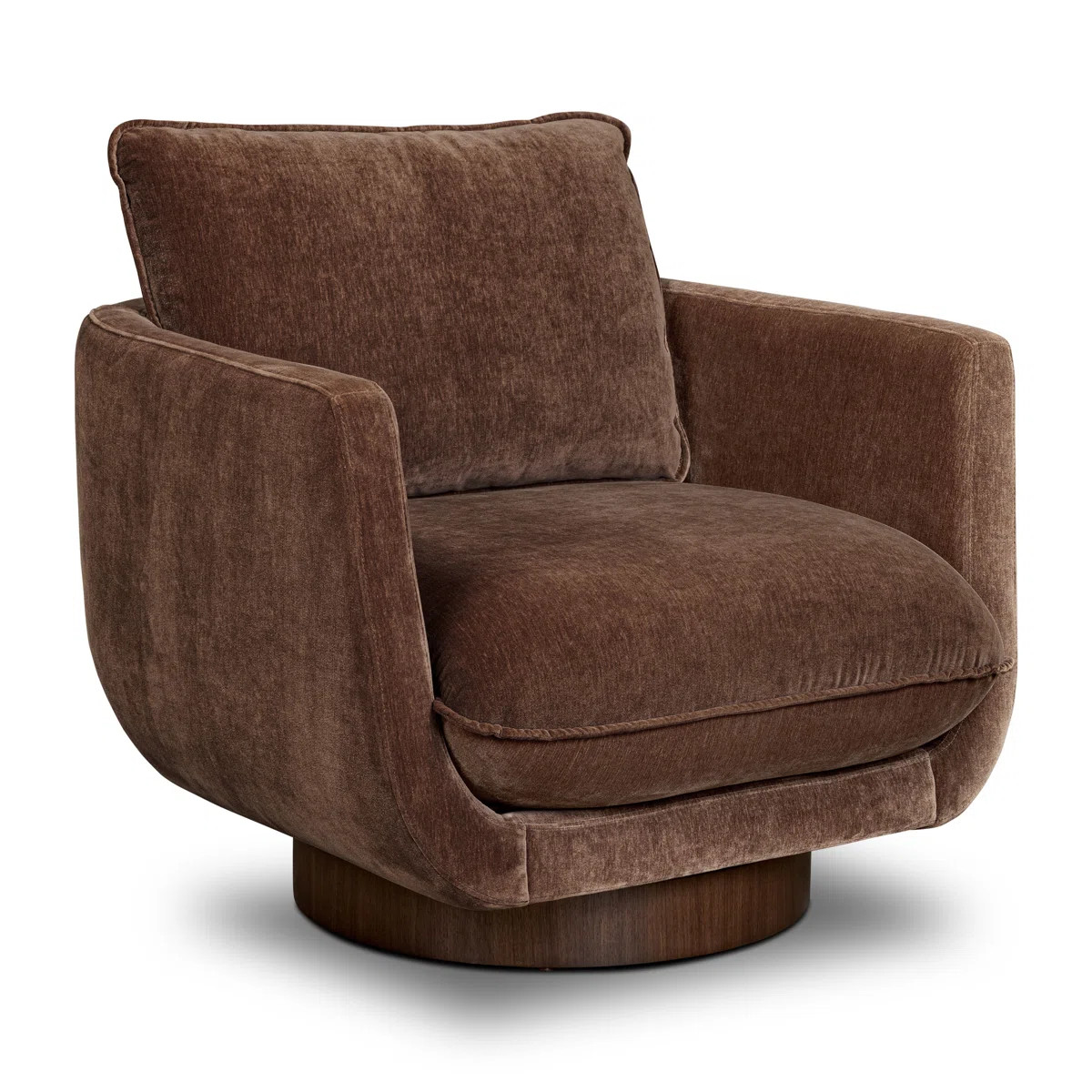 Carla 360 Degree Chenille Velvet Swivel Lounge Chair With Walnut Base | Wayfair North America