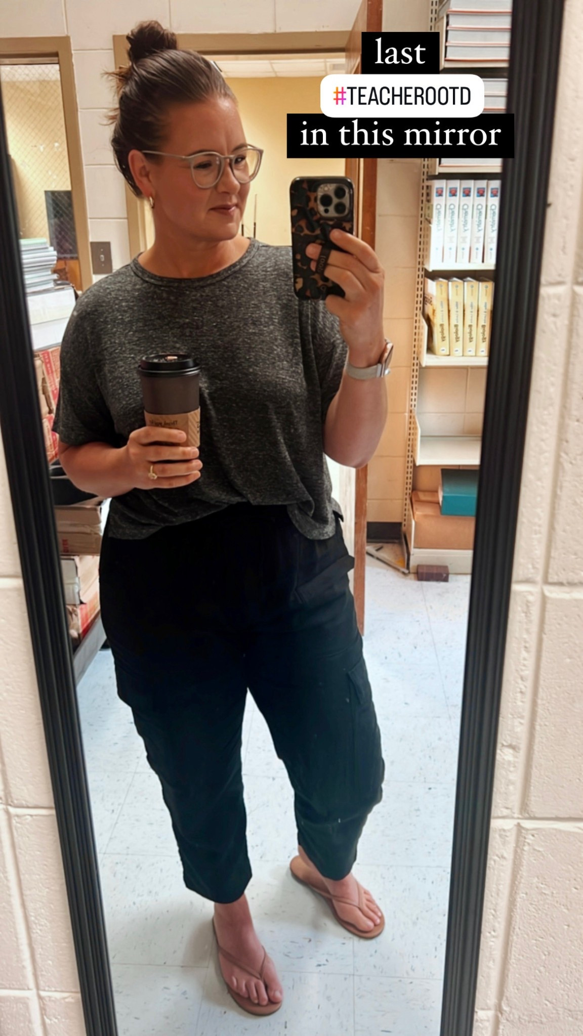 The end is here! Last #teacherootd in this lil’ mirror.🥹

Cargo linen pants are on clearance at @walmart ($13!) // Shirt is old thrifted // The most versatile pair of flip flops and dare I say comfy?! And less than $10!

Bring on summer baby!☀️