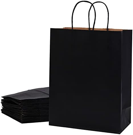 ECOptimize Kraft Paper Bags with Handles, 30 PCS Black 8" x 4" x 10.5" - Eco-Friendly, Food Safe & R | Amazon (US)