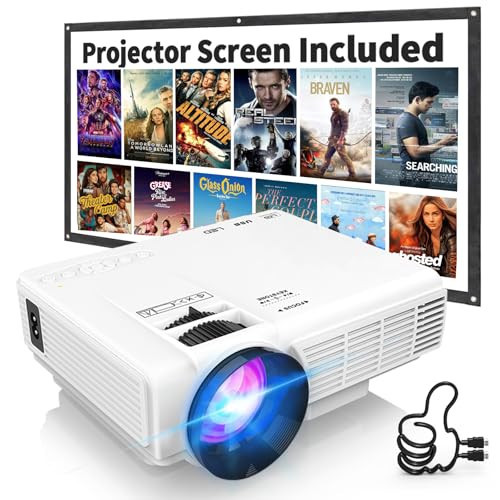 PANSEBA Projector with Two-way Bluetooth, Mini Projector with Projector Screen, Full HD 1080P Portable Video Projector, Home Movie Projector Compatible with HDMI/USB/Smartphone | Amazon (US)