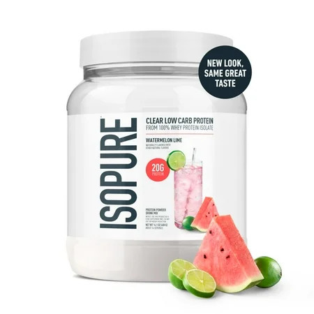 Isopure Clear Low Carb 100% Whey Protein Isolate Powder, Watermelon Lime, 20g Protein, About 16 Servings | Walmart (US)