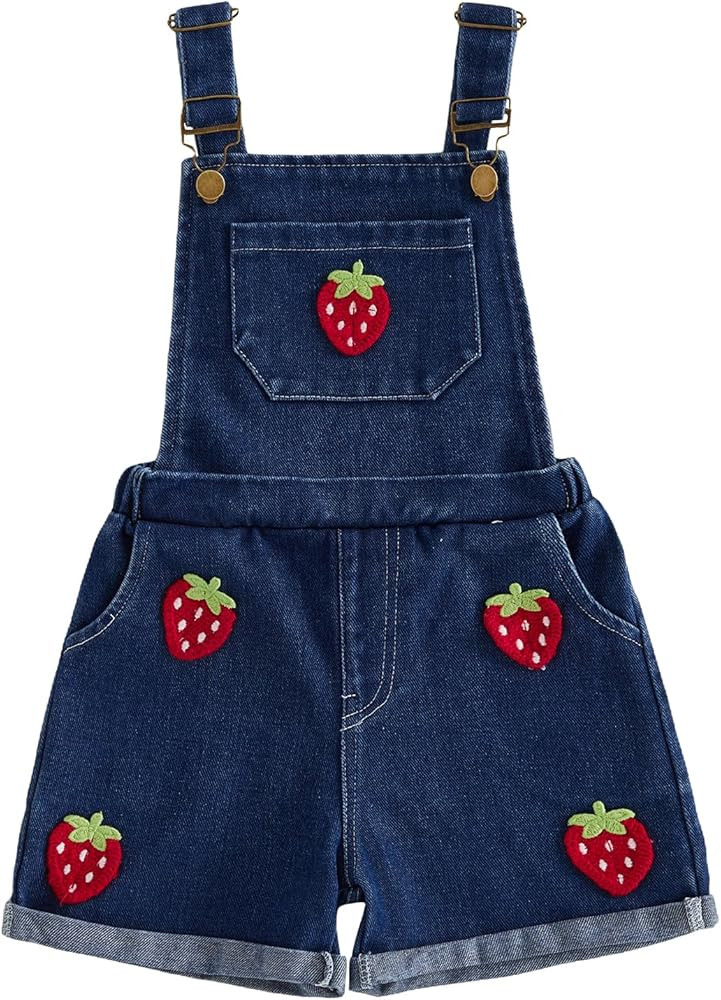 Ayalinggo Toddler Baby Girl Overalls Jeans Shorts Strawberry Suspender Romper Jumpsuit Cute Summe... | Amazon (US)