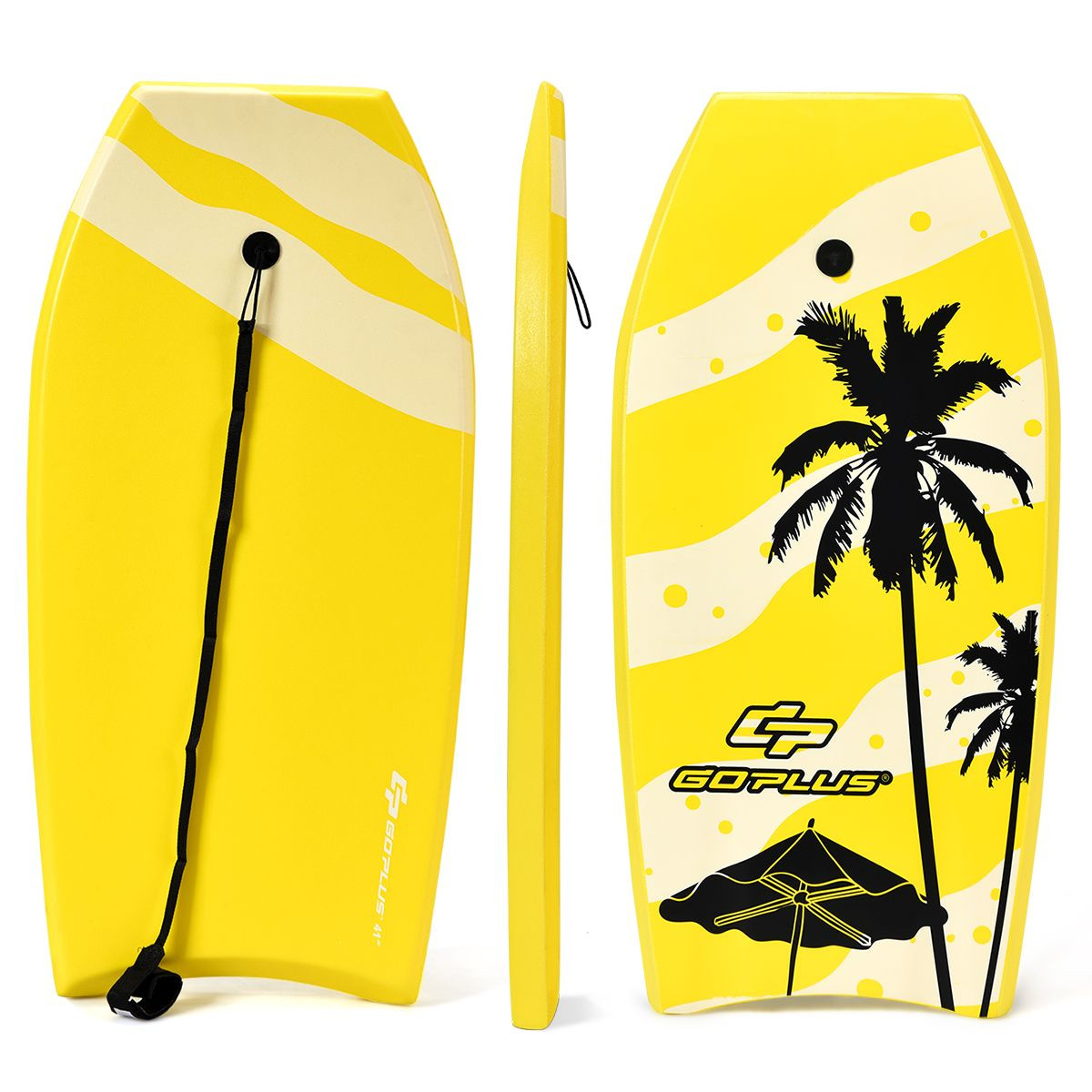 Costway 41'' Lightweight Super Bodyboard Surfing W/Leash IXPE Deck EPS Core Boarding Yellow | Target