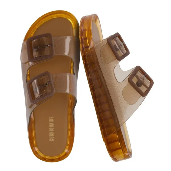 Cushionaire Pool Slides For Women Waterproof Double Buckle Adjustable Slip-On Womens Sandals For ... | Walmart (US)