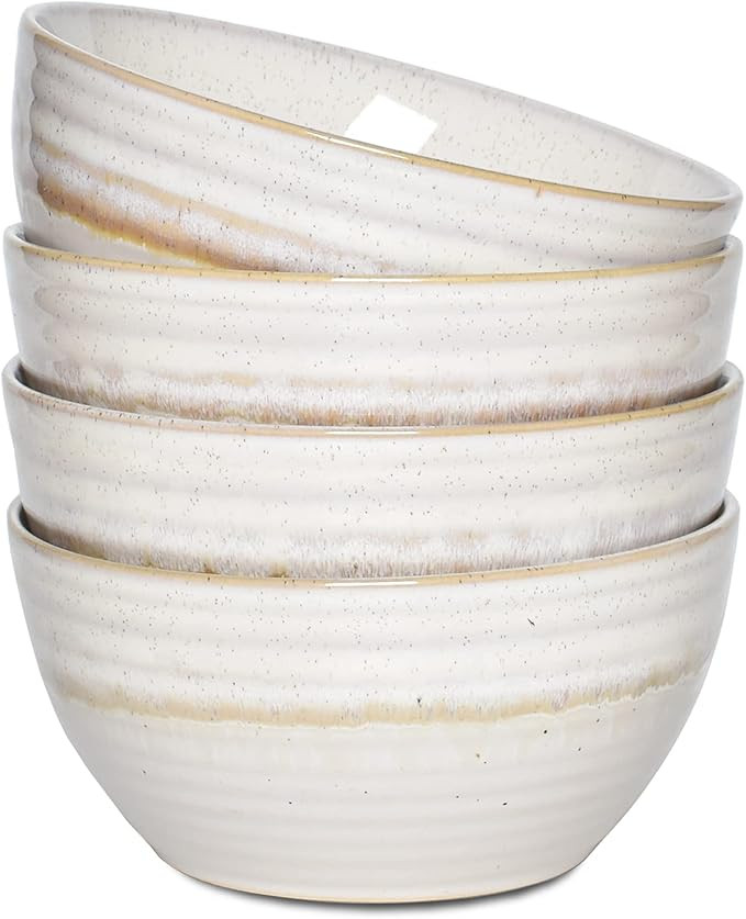 Bosmarlin Ceramic Cereal Bowl Set of 4, 26 Oz, Soup Bowl for Oatmeal, Salad, Dishwasher and Micro... | Amazon (US)