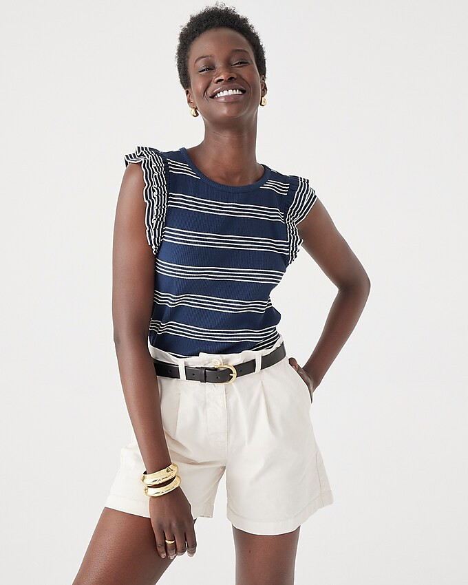 Vintage rib ruffle-sleeve shirt in stripe | J. Crew US