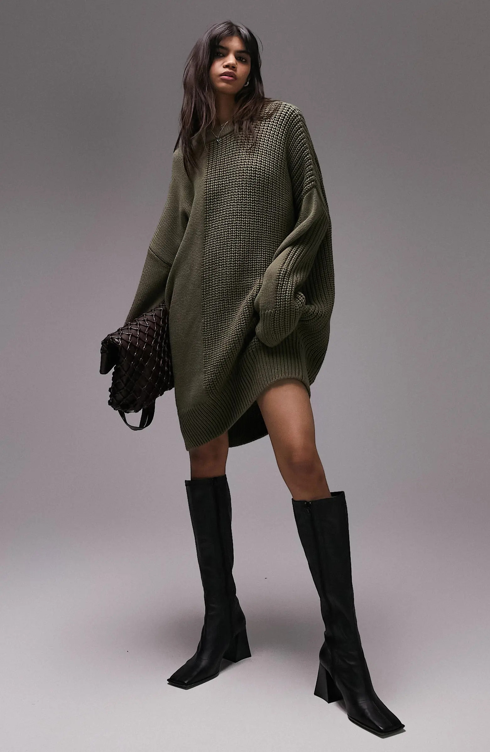 Long Sleeve Contrast Rib Sweater Dress | Nordstrom Canada