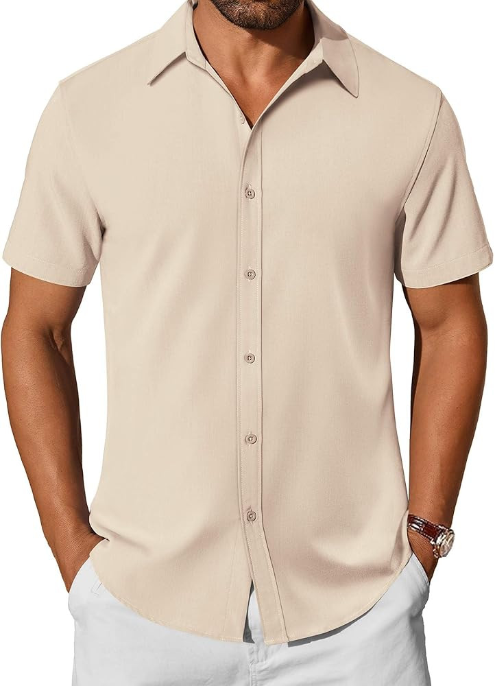 COOFANDY Casual Shirts Short Sleeve Button Down Shirt | Amazon (US)