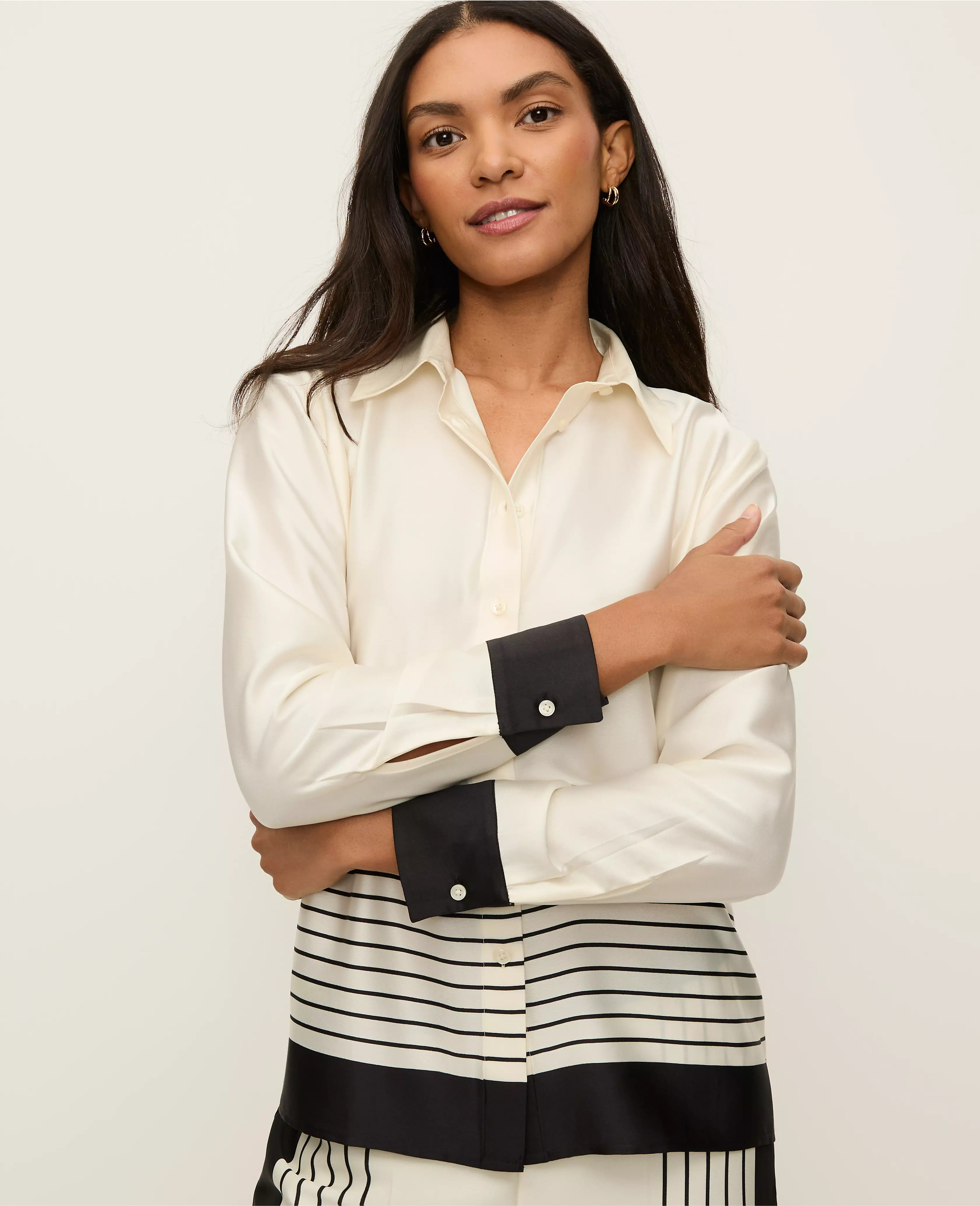 Striped Satin Essential Shirt | Ann Taylor