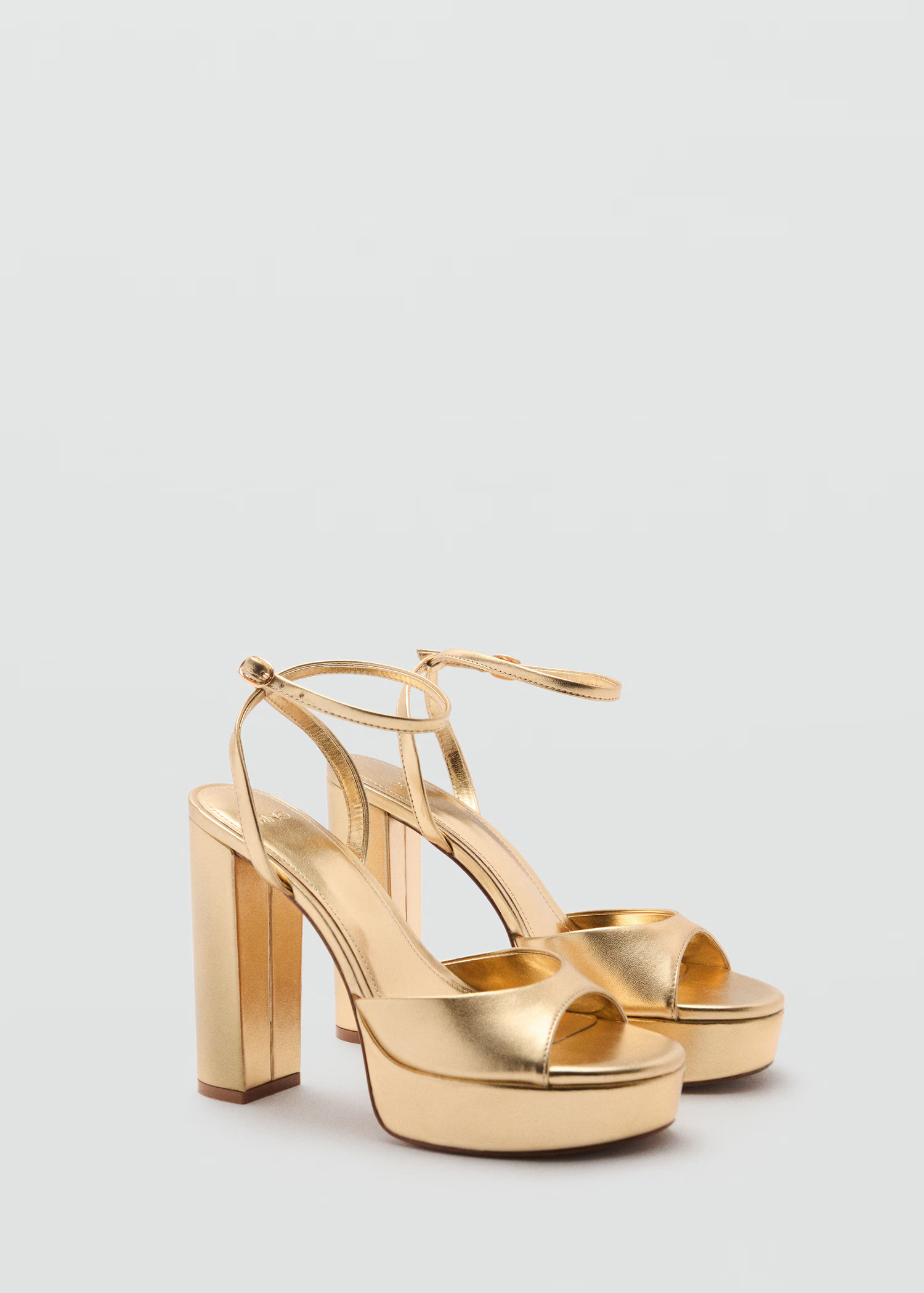 Metallic-effect heeled sandals - Women | MANGO United Kingdom | MANGO (UK)
