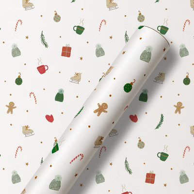 96"x30" Christmas Wrapping Paper Tiny Christmas Icons | Target