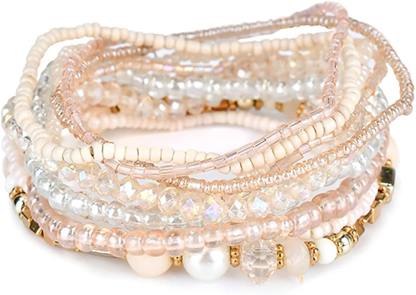 Svovin 1-8 Sets Bohemian Stackable Bead Bracelets for Women Multicolor Stretch Beaded Bracelets L... | Amazon (US)