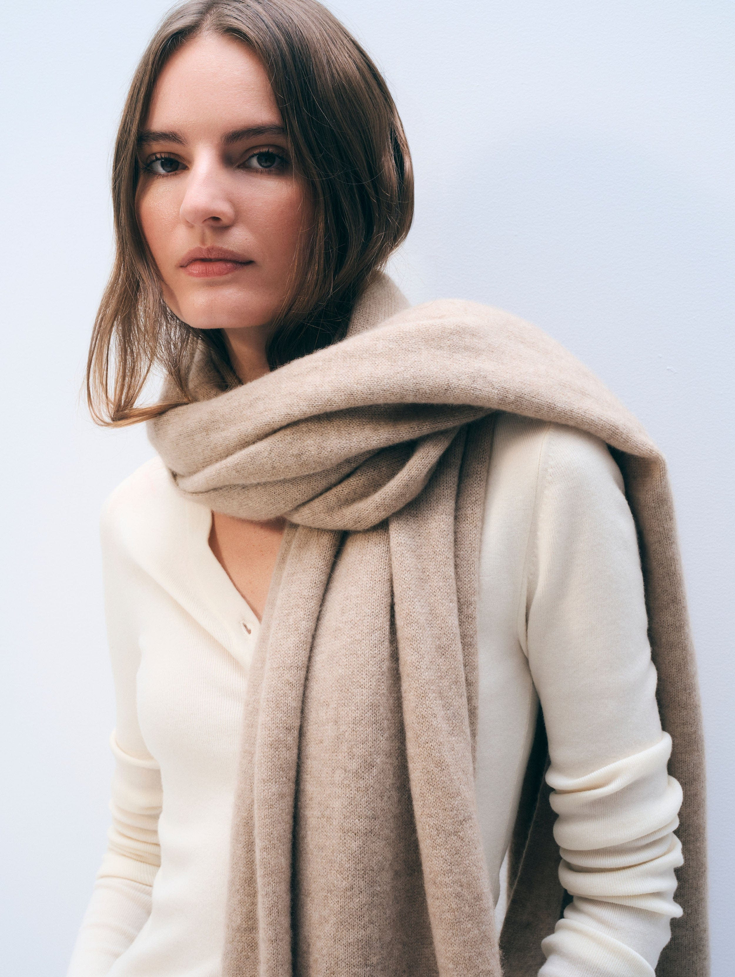 Cashmere Travel Wrap | Taupe Heather | White and Warren