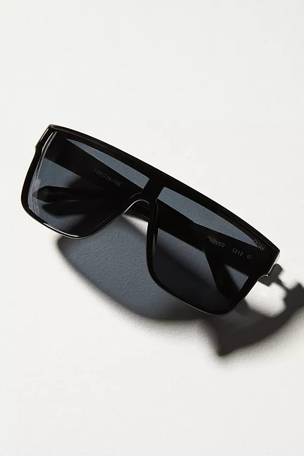 Quay Nightfall Curve Polarized Sunglasses By Quay in Black | Anthropologie (US)