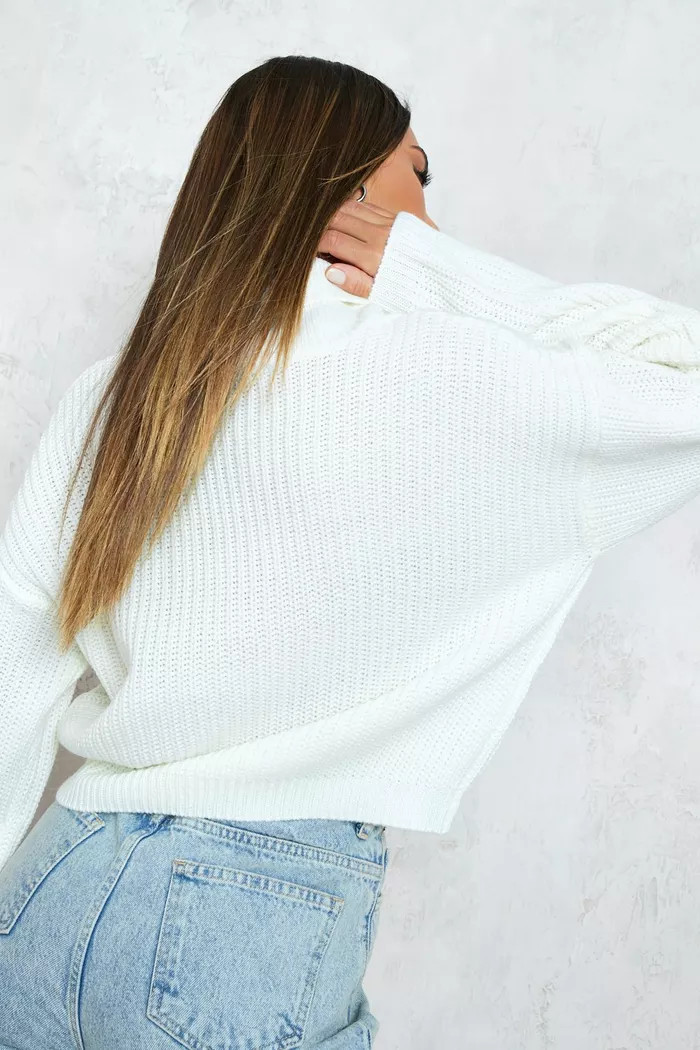 Cropped Fisherman Roll Neck Jumper | Boohoo.com (UK & IE)