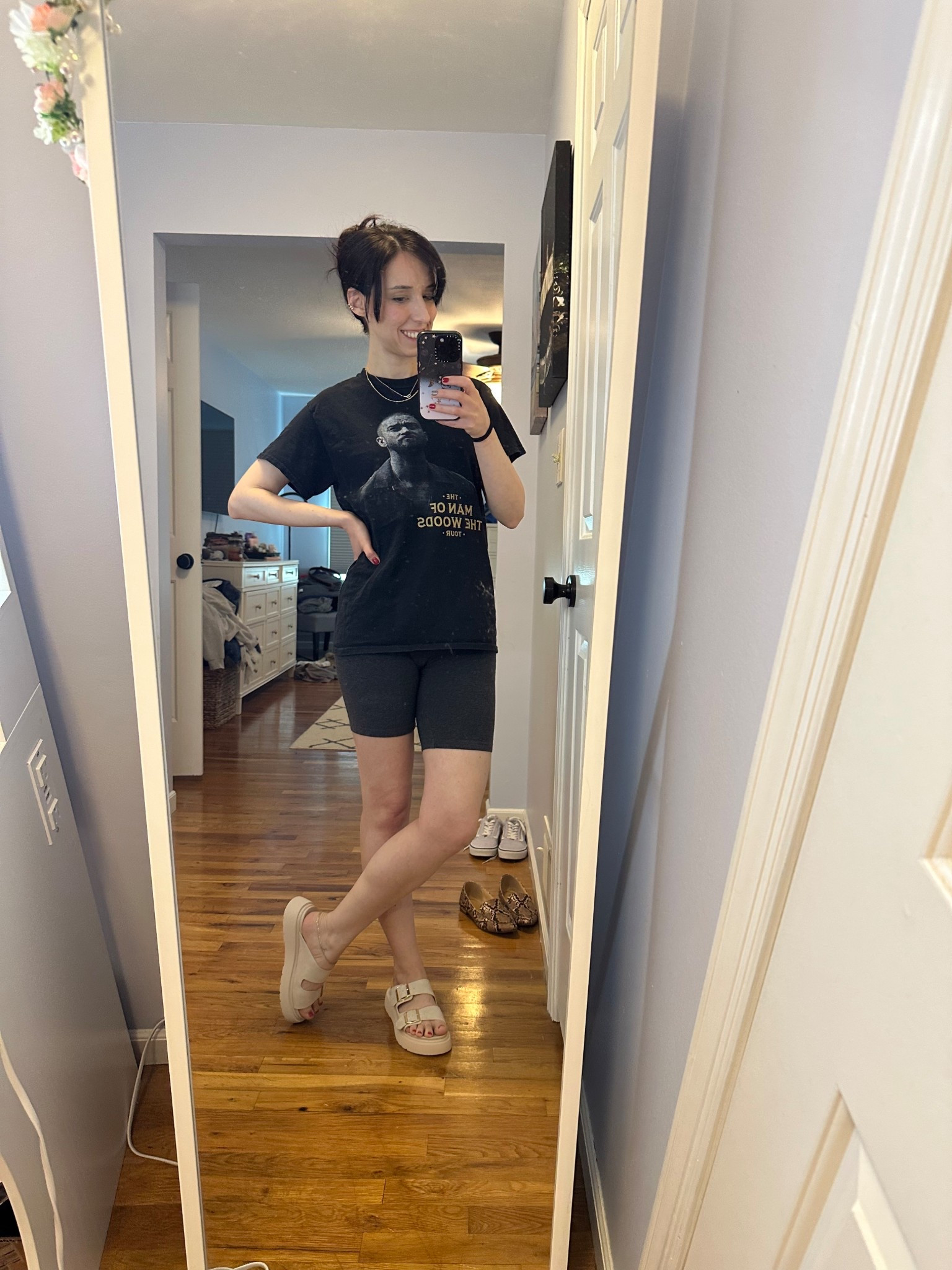 Finds under 50
Black graphic tee size S
Gray bike shorts size XS
Sandals size 6.5

Summer outfit, casual, weekend, lounge, loungewear, minimalist, millennial

#LTKSeasonal #LTKStyleTip #LTKFindsUnder50