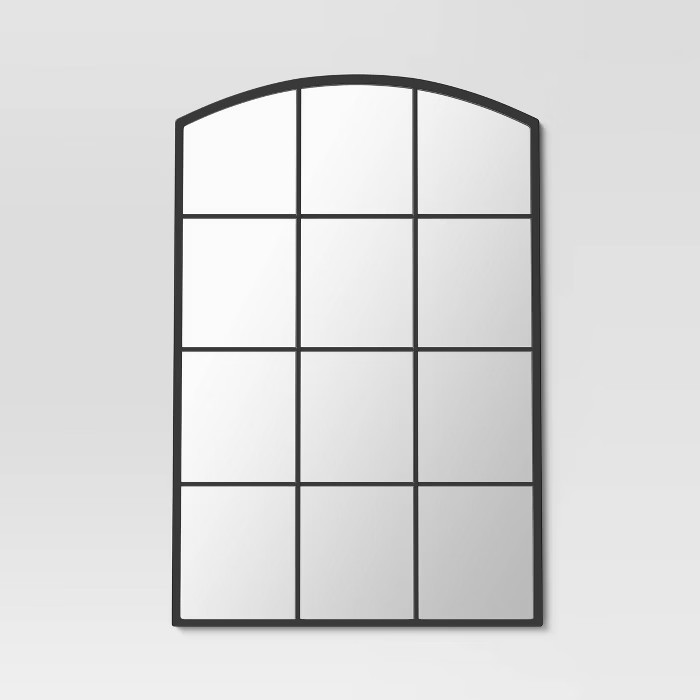 20" x 30" Arched Window Pane Decorative Wall Mirror Black - Threshold™ | Target