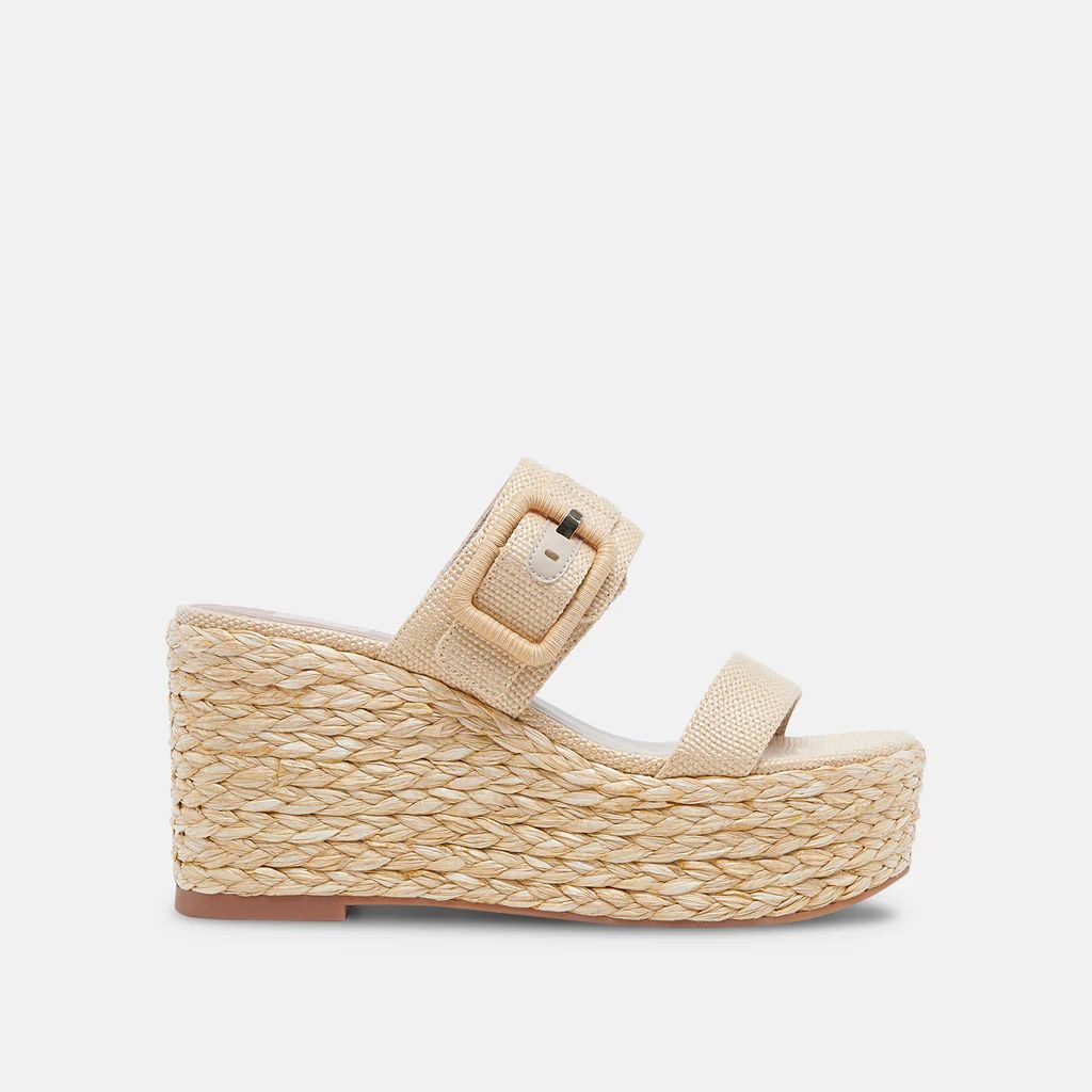 THORIN WEDGES NATURAL RAFFIA | DolceVita.com