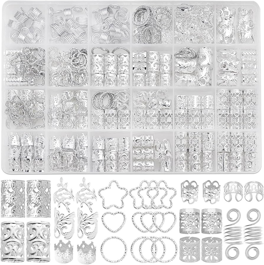 260 Pcs Hair Jewelry for Braids,Hair Beads Accessories for Dreadlock,Metal Hair Clips Cuffs Rings... | Amazon (US)