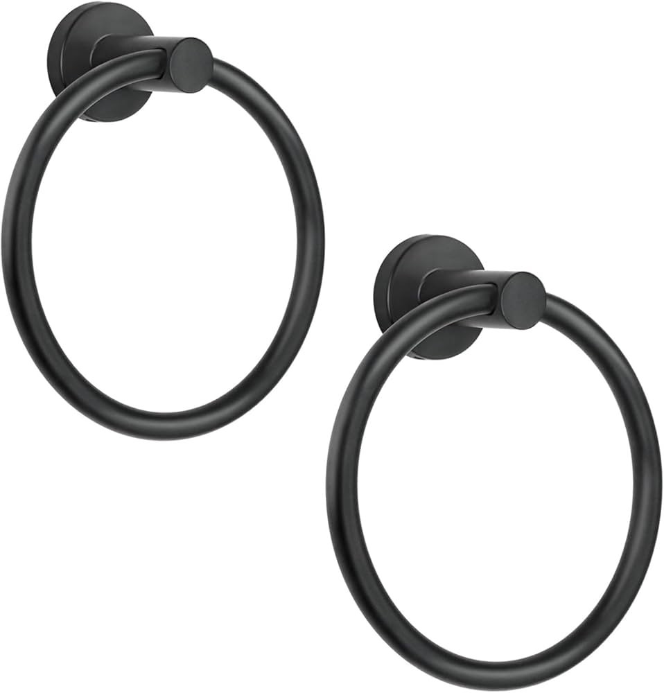 Black Towel Ring，Hand Towel Holder for Bathroom Wall Mounted，Bathroom Towel Holder,Bathroom T... | Amazon (US)