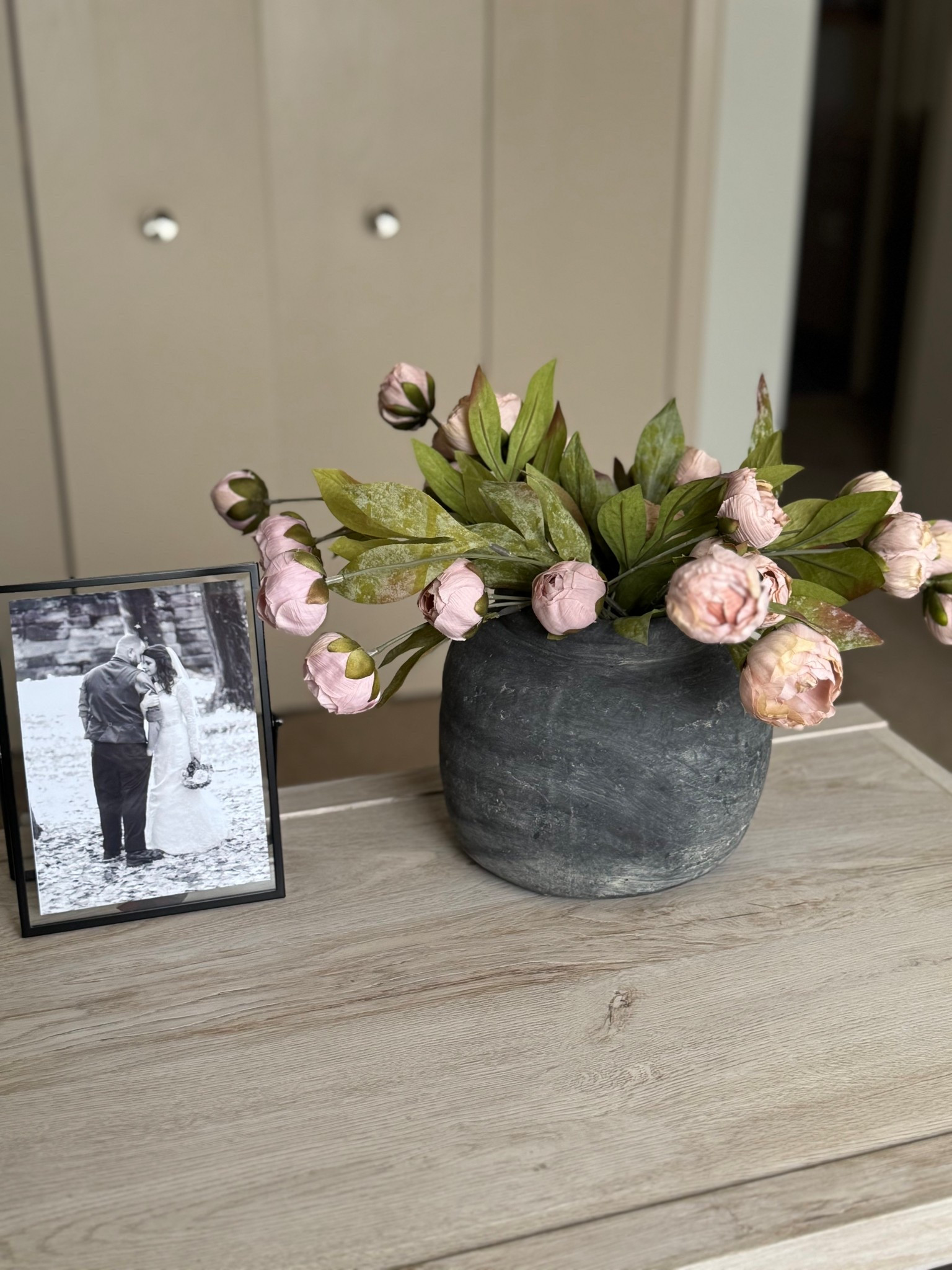 Clay vase, pink peony stems, spring stems, tan peonies 

#LTKSeasonal #LTKSaleAlert #LTKHome