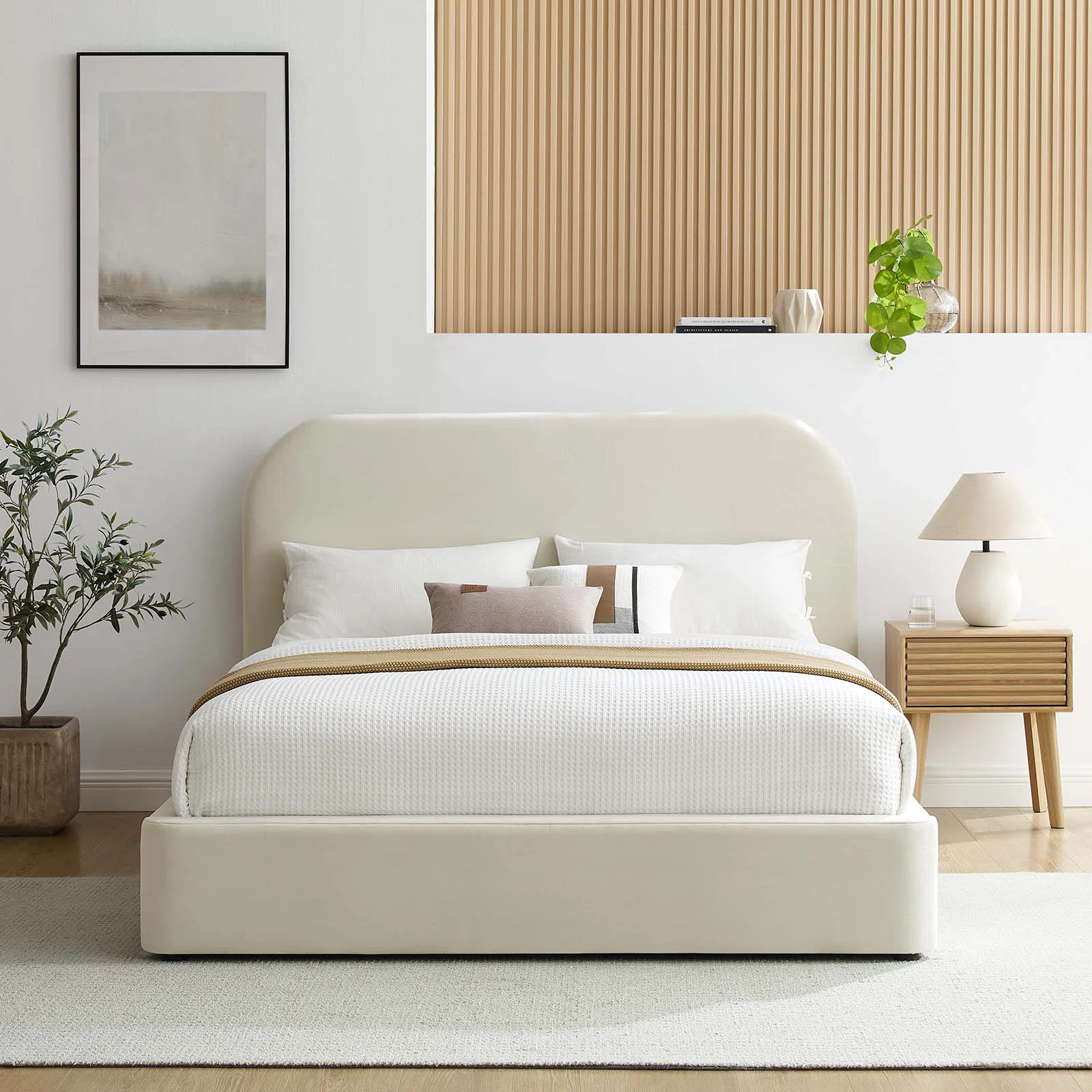 Keynote Upholstered Fabric Curved Platform Bed | Wayfair North America