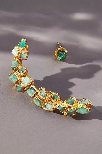 Fenomena Emerald Asymmetrical Crawler Earring Set | Anthropologie (US)