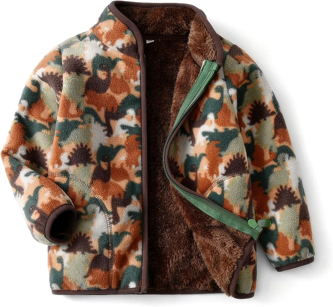 Kids Printed Polar Fleece Jacket Toddler Baby Boys Girls Autumn Winter Warm Sherpa Lining Outerwe... | Amazon (US)