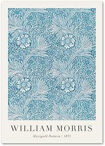 William Morris Poster White Blue Wall Art William Morris Canvas Painting Abstract Leaves Prints D... | Amazon (US)