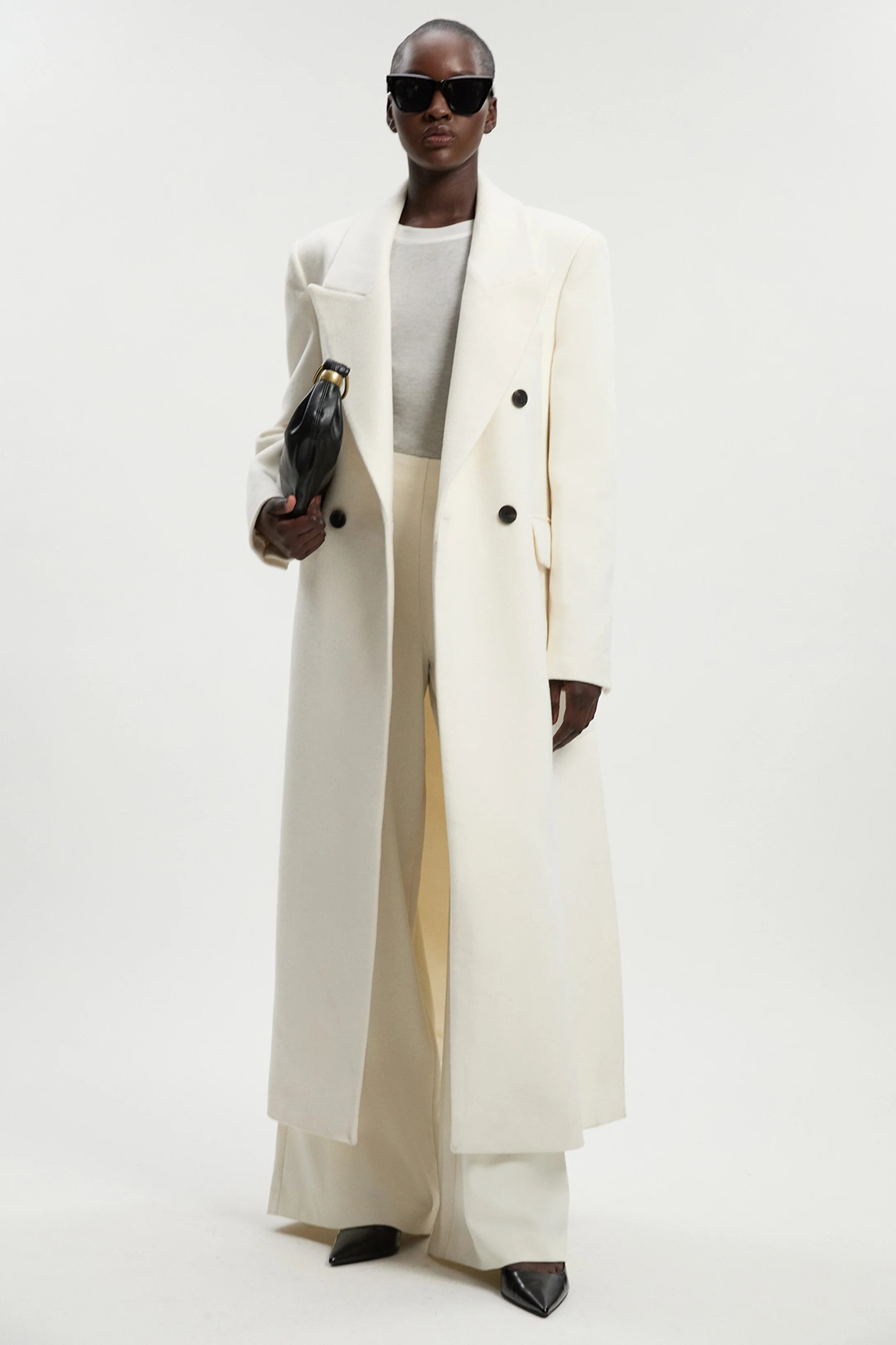 Brushed Wool Oversized Double Breasted Tailored Maxi Coat | Karen Millen UK + IE + DE + NL