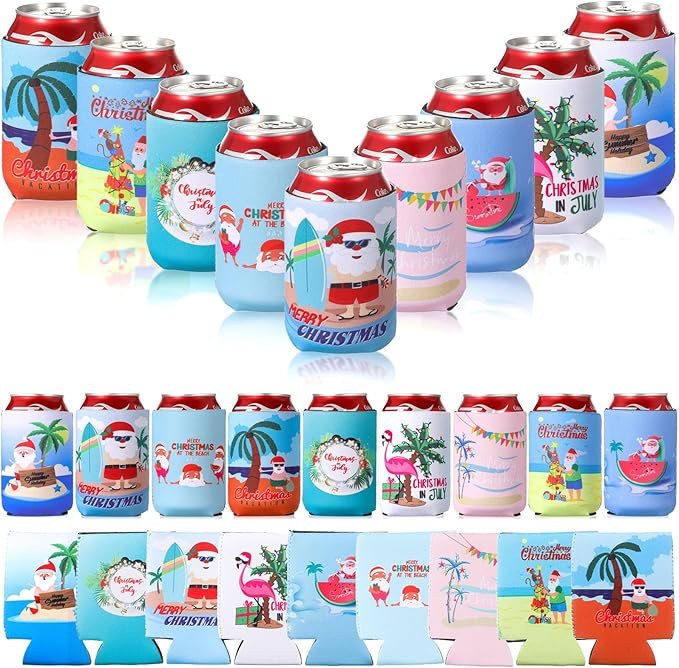 18 Pieces Beer Can Cooler Sleeves 12-16 oz Neoprene Collapsible Cooler Can 3 mm Thick Insulated C... | Amazon (US)