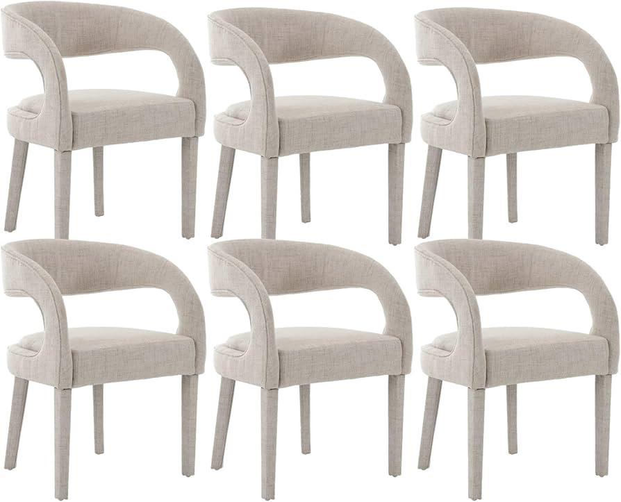 CIMOTA Modern Dining Chairs Set of 6, Upholstered Linen Kitchen & Dining Room Chairs Kitchen Chai... | Amazon (US)