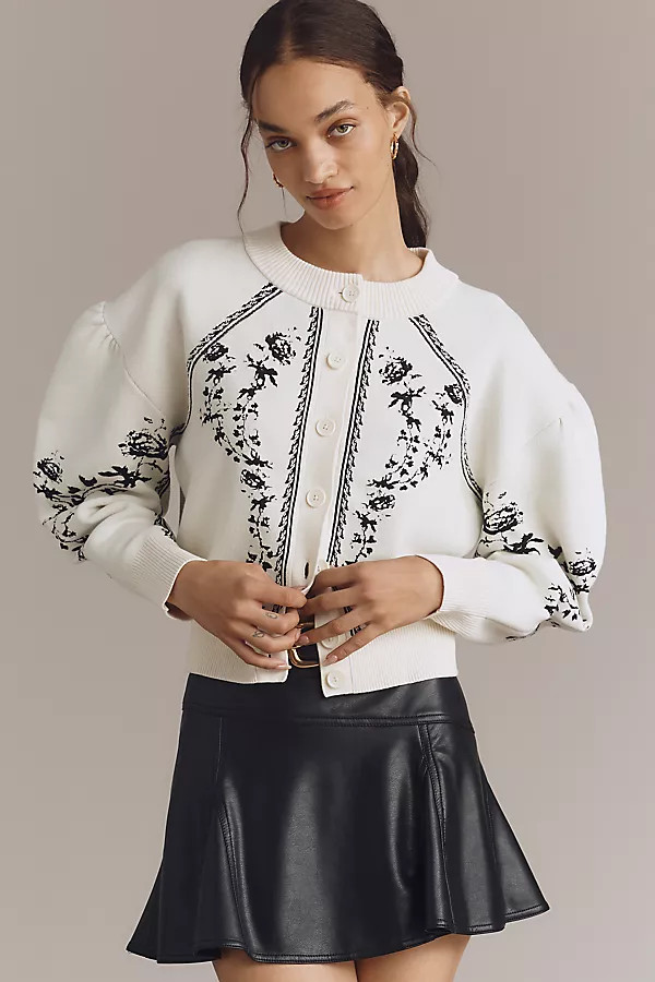 By Anthropologie Sculpted Puff-Sleeve Cardigan Sweater | Anthropologie (US)