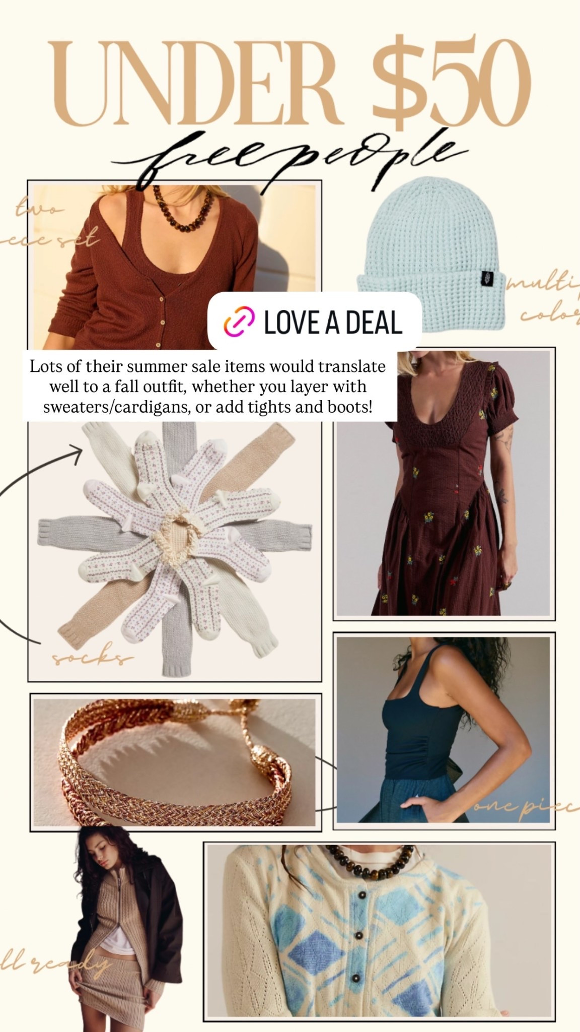 Lots of their summer sale items would translate well to a fall outfit, whether you layer with sweaters/cardigans, or add tights and boots!