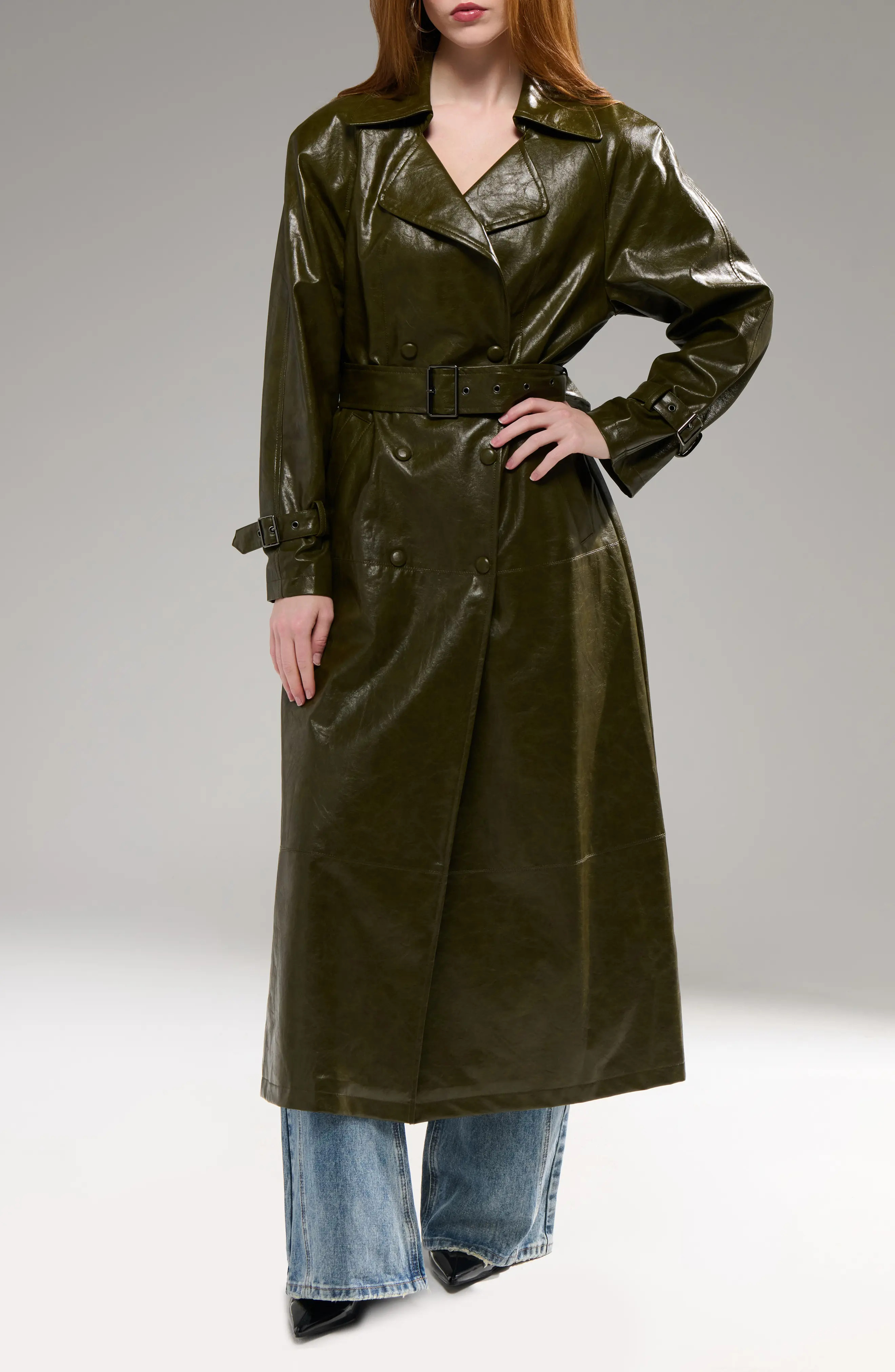 AZALEA WANG Coren Faux Leather Trench Coat (Women) | Nordstrom | Nordstrom