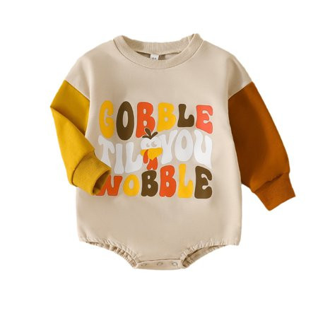 Xboschi Thanksgiving Outfit Baby Girl Boy Turkey Romper Gobble Letter Print Bodysuit Fall Winter Clothes Kids Clothes | Walmart (US)
