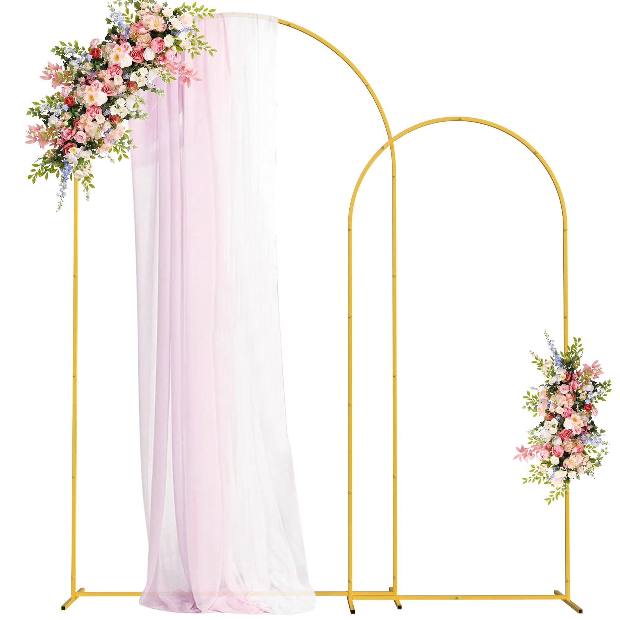 Fomcet Metal Arch Backdrop Stand Set of 2 Gold Wedding Arch Stand 7.2FT & 6FT Arched Backdrop Fra... | Amazon (US)