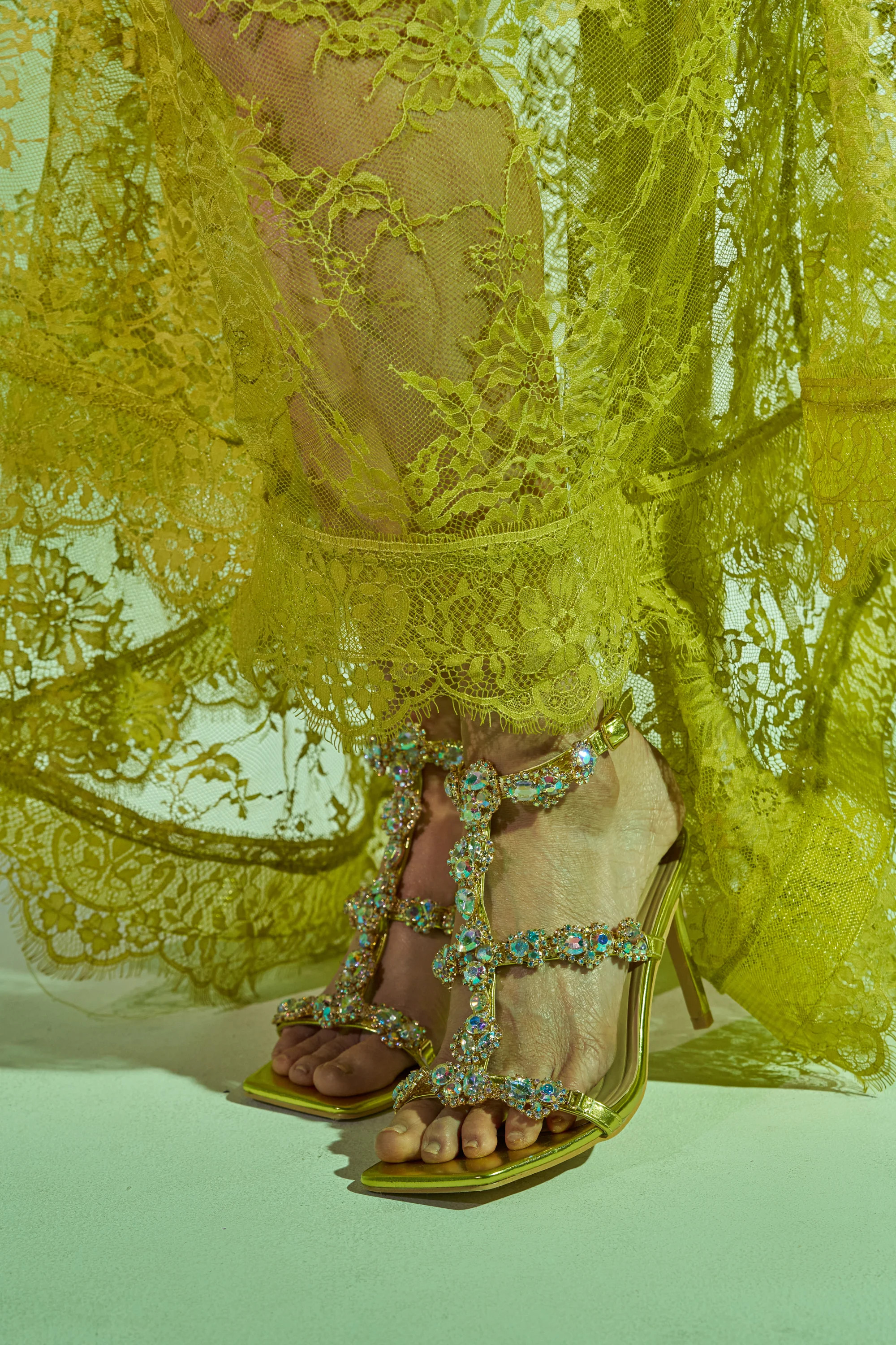 AZALEA WANG ZETA CITRON EMBELLISHED UPPER STILETTO SANDAL | AKIRA