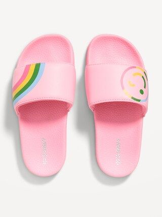 Printed Faux-Leather Pool Slide Sandals for Girls | Old Navy (US)