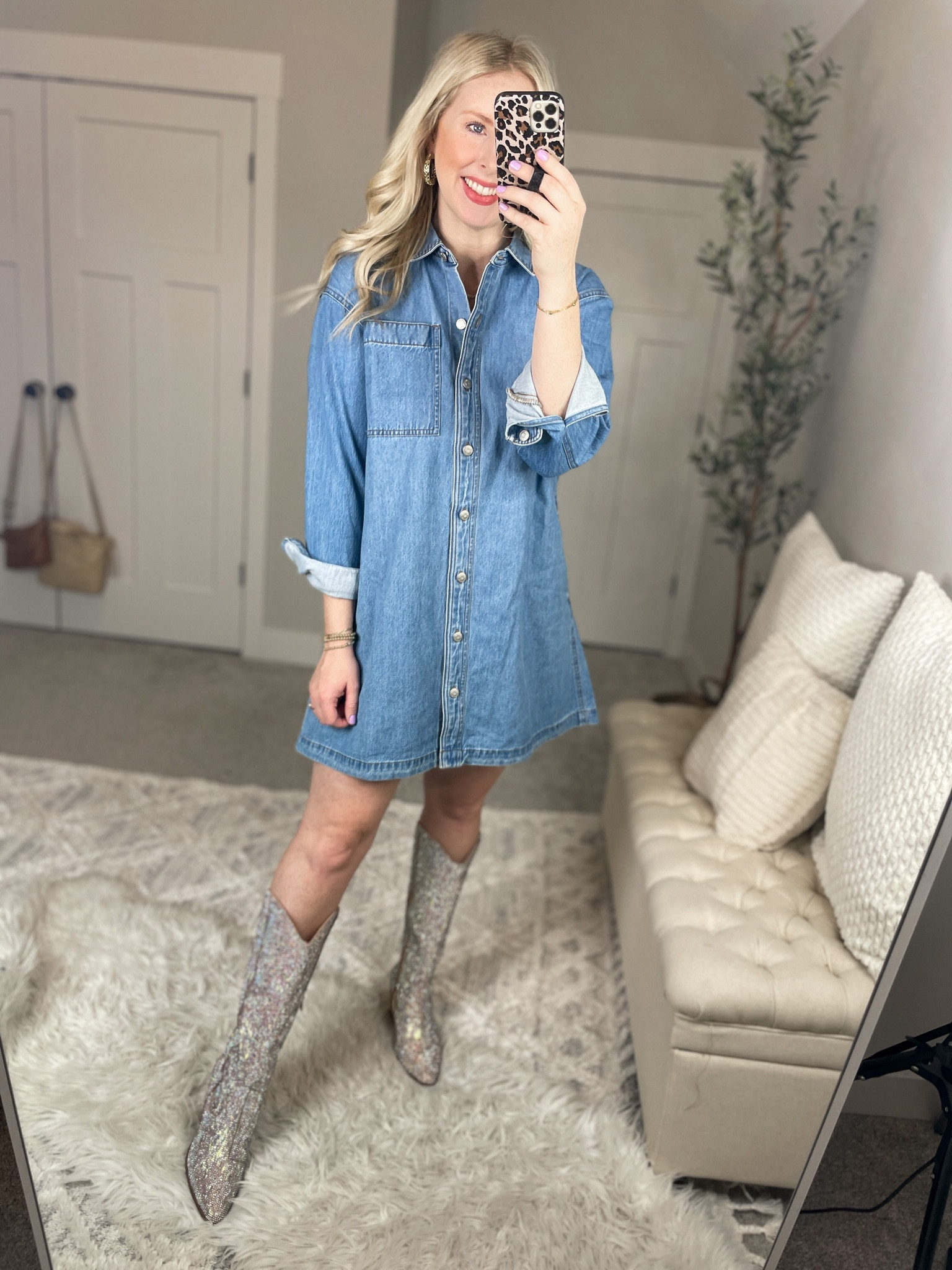 LTK sale denim dress, Madewell dress, rhinestone boots, sparkle boots, concert outfit, country concert outfit 

#LTKsalealert #LTKshoecrush #LTKSale