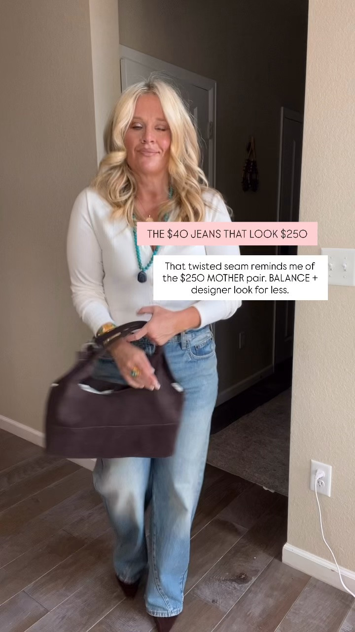 ✨Tap the bell, save and ❤️ start here over 40 fashion, midlife style, midsize fashion and luxury looks for less.  

⬇️Sizing information:
Jeans 12 tts (size down if in between sizes.) 
Henley large tts (size up if in between sizes.)

THE $40 JEANS THAT LOOK $250

That twisted seam reminds me of the $250 MOTHER pair.

BALANCE + designer look for less.

👑 Helping you look good, feel good.-Lindsey Denver   Check back daily for belly-friendly style, confidence, and Outfit Physics™.

#LTKOver40 #LTKMidsize #LTKSaleAlert