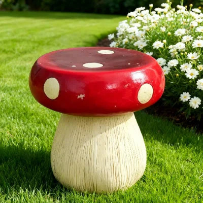 13.8-Inch Oversized Mushroom Model Statue Stool – Outdoor Garden Resin, Multi-Purpose For Lawn/Courtyard/Indoor | Wayfair North America