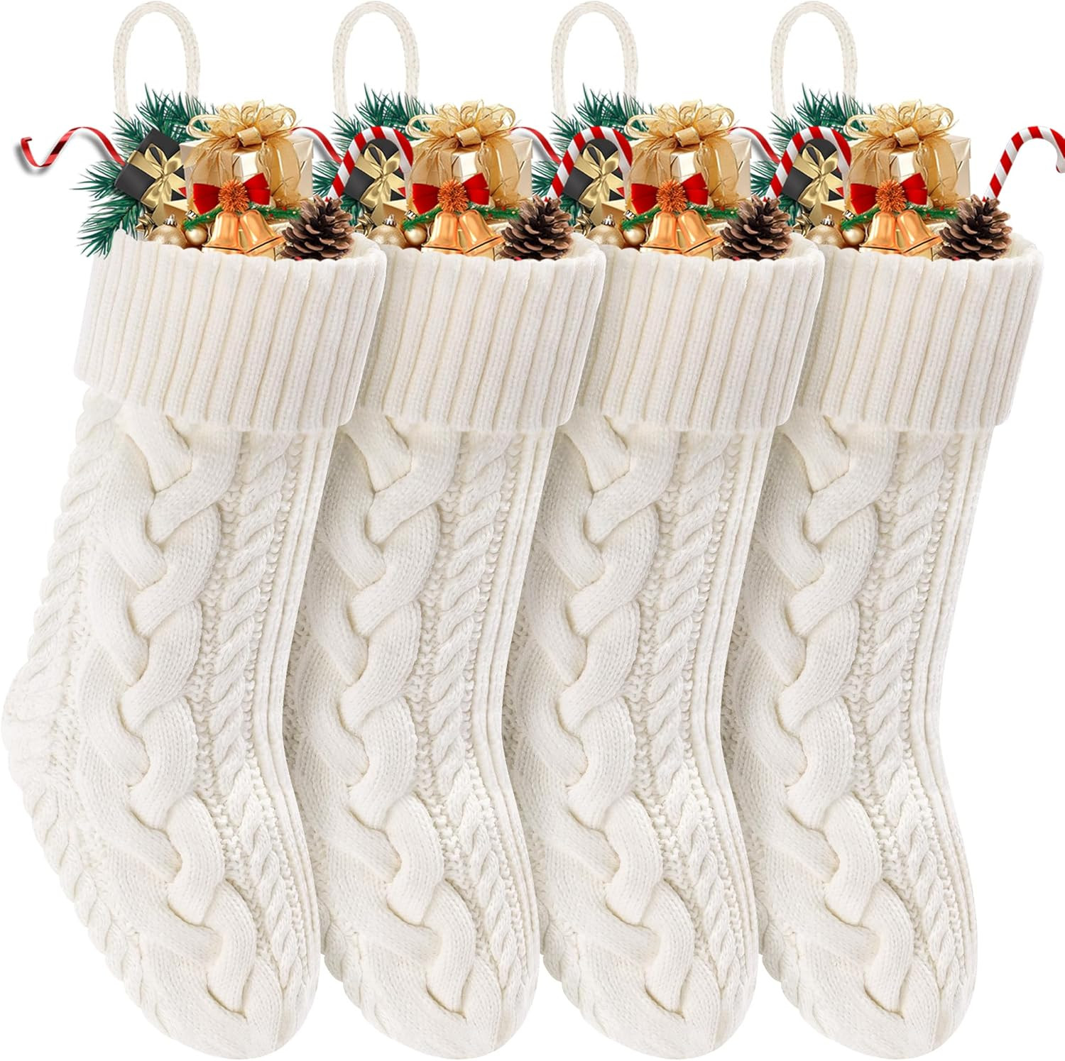 Christmas Stockings 4 Pack 18 Inches Large Size Knitted Stocking Christmas Decorations for Family... | Amazon (US)